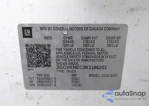 2019 Chevrolet Silverado 1500 Ld Wt из США, поврежденный, VIN 2GCVKNEC2K1186261